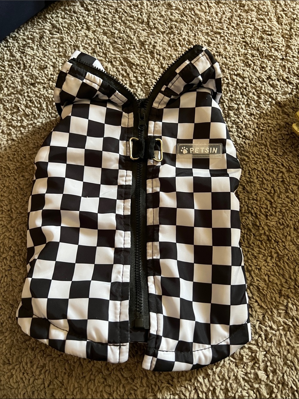 PETSIN Black & White Checkered Pet Jacket